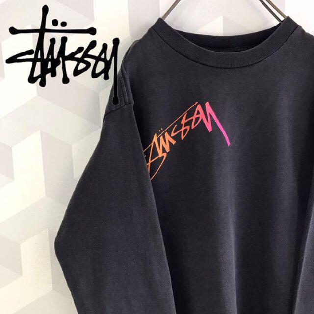 【ステューシー】サイズL メキシコ製 長袖Tシャツ ロンT 黒 stussy.