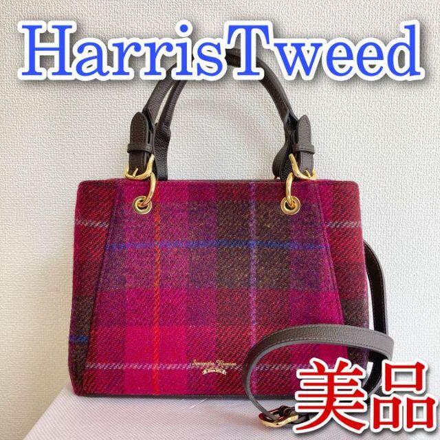 Harris Tweed(ハリスツイード)のHarrisTweedハリスツイード ショルダー　ハンド　バッグ 赤 チェック レディースのバッグ(ショルダーバッグ)の商品写真