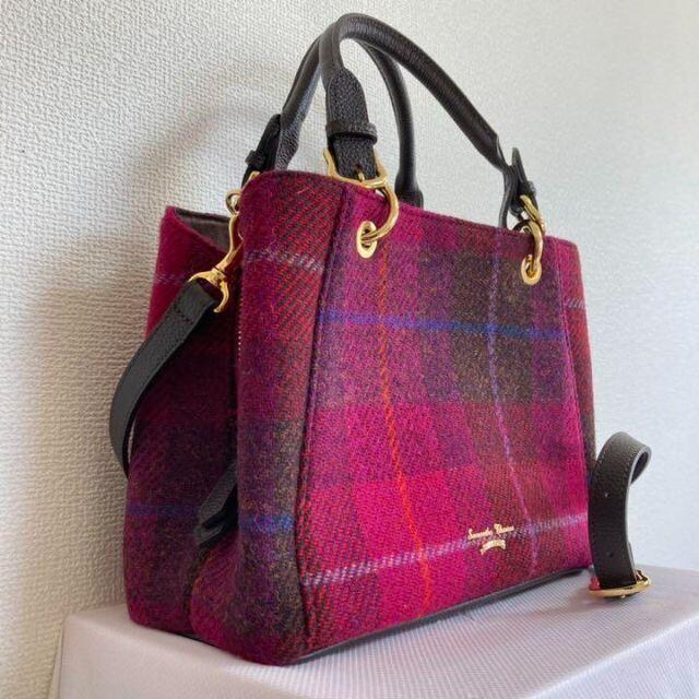 Harris Tweed(ハリスツイード)のHarrisTweedハリスツイード ショルダー　ハンド　バッグ 赤 チェック レディースのバッグ(ショルダーバッグ)の商品写真