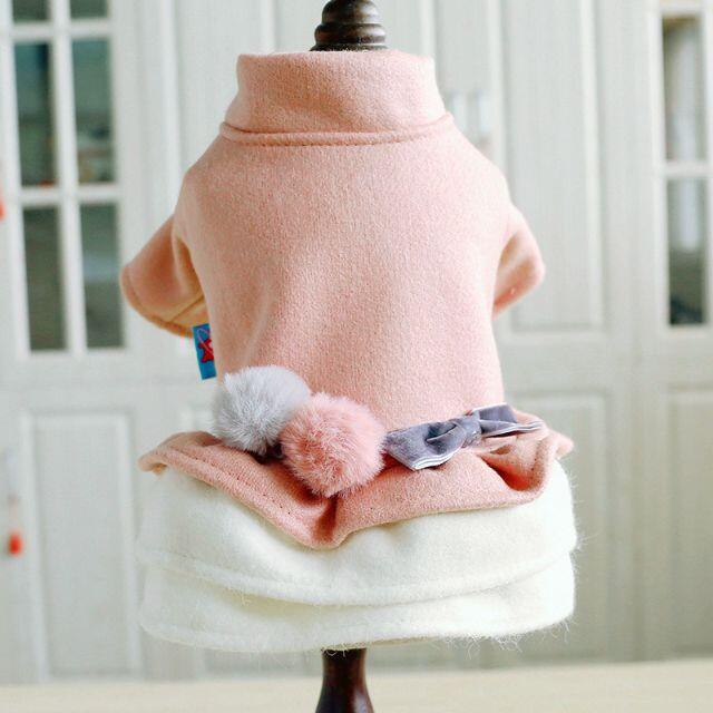 M2枚 ロゴ付リボン付ワンピース&ポンポンリボンワンピース 犬の服