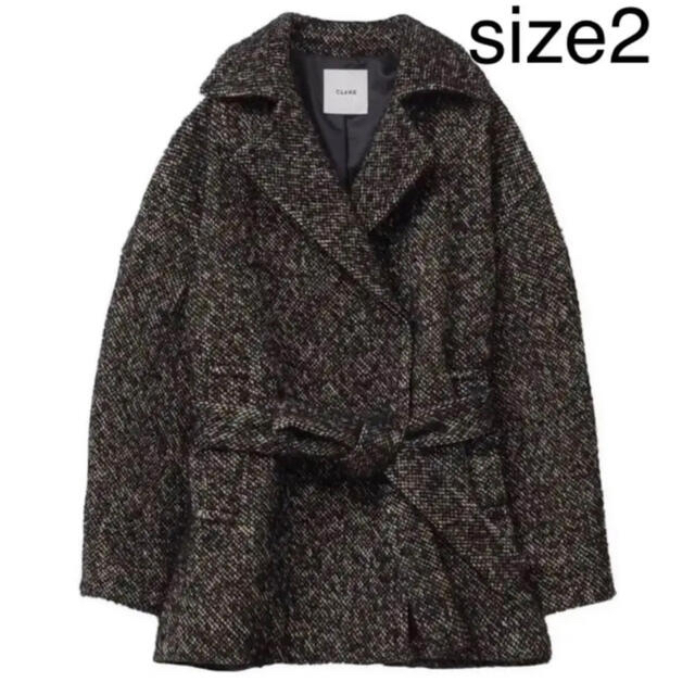 STUDIOUS(ステュディオス)の【ブラックサイズ:2】clane MIX LOOP TWEED BOX COAT レディースのジャケット/アウター(ロングコート)の商品写真