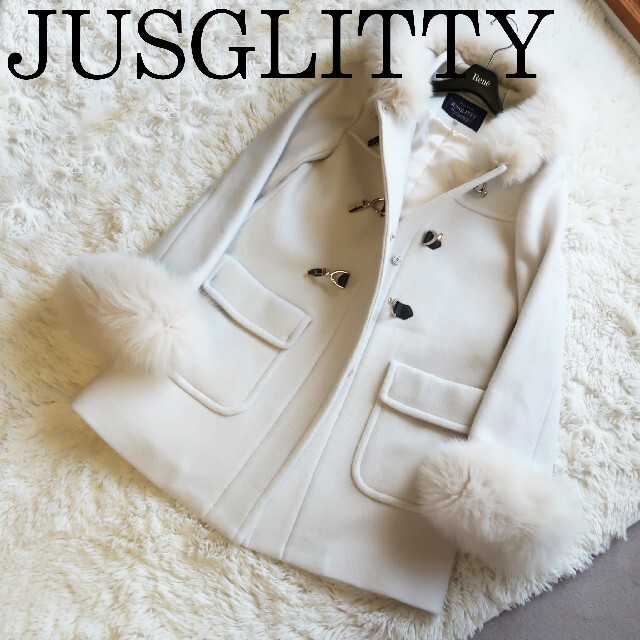 JUSGLITTY ジャスグリッティー ダッフルコート オフホワイト S 【ギフ_