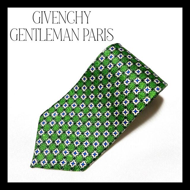 GIVENCHY(ジバンシィ)の【美品】ジバンシー ネクタイ シルク 総柄 グリーン 緑 イタリア製 メンズのファッション小物(ネクタイ)の商品写真