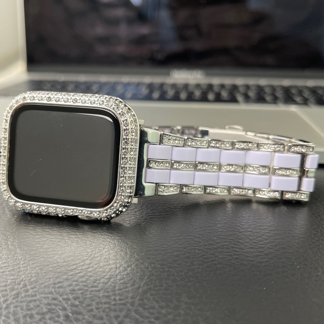 Apple Watch(アップルウォッチ)のApple Watch バンド ダイヤモンドステンレスベルト キラキラケース メンズの時計(金属ベルト)の商品写真