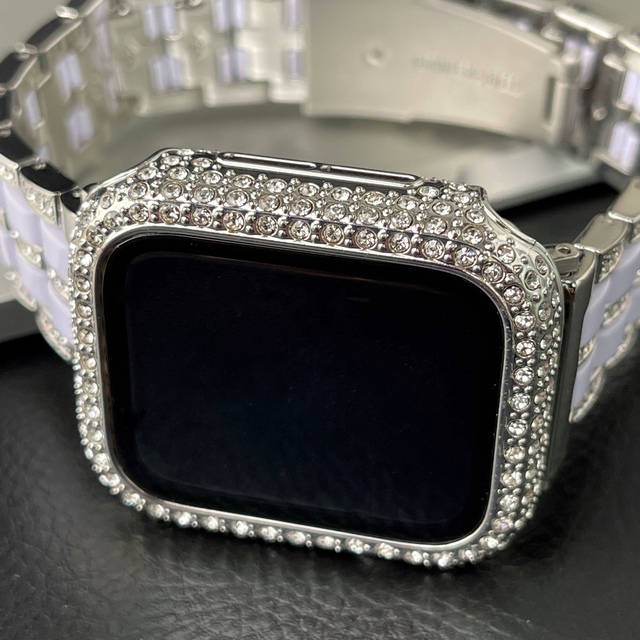 Apple Watch(アップルウォッチ)のApple Watch バンド ダイヤモンドステンレスベルト キラキラケース メンズの時計(金属ベルト)の商品写真