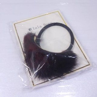 新品　lala Born　ミンクファーヘアゴム　ワインレッド　レトロ(ヘアゴム/シュシュ)