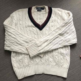 ポロラルフローレン(POLO RALPH LAUREN)の早い者勝ち！　ラルフローレン　メンズ　M ニット　白(ニット/セーター)