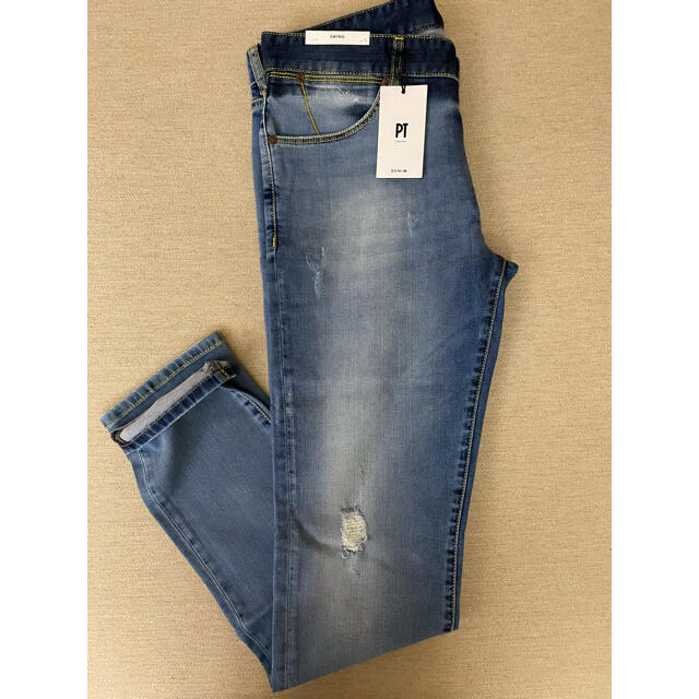 新品 PTtorino SWING ダメージ クラッシュ ストレッチデニム 33