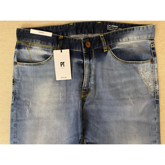 新品 PTtorino SWING ダメージ クラッシュ ストレッチデニム 33