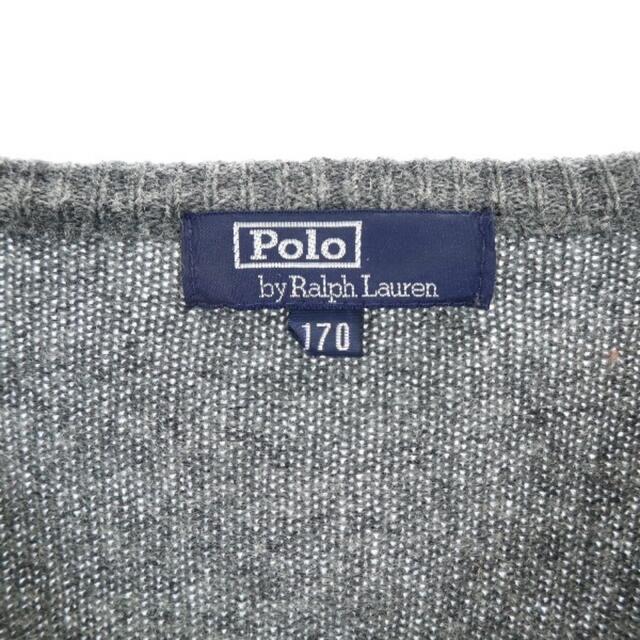 POLO RALPH LAUREN(ポロラルフローレン)のポロバイラルフローレン Vネックニット 170cm グレー 制服 学校 キッズ/ベビー/マタニティのキッズ服男の子用(90cm~)(ニット)の商品写真