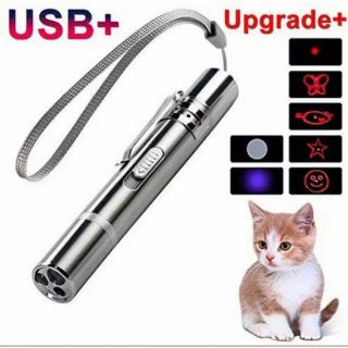 【2本】猫じゃらし　おもちゃ　3in1  ライト ポインター　USB ペット(猫)