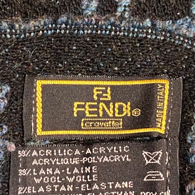 FENDI(フェンディ)のフェンディ マフラー - ブルーグリーン×黒 レディースのファッション小物(マフラー/ショール)の商品写真