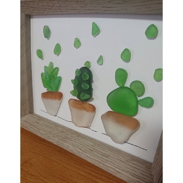 シーグラスアート サボテン 観葉植物