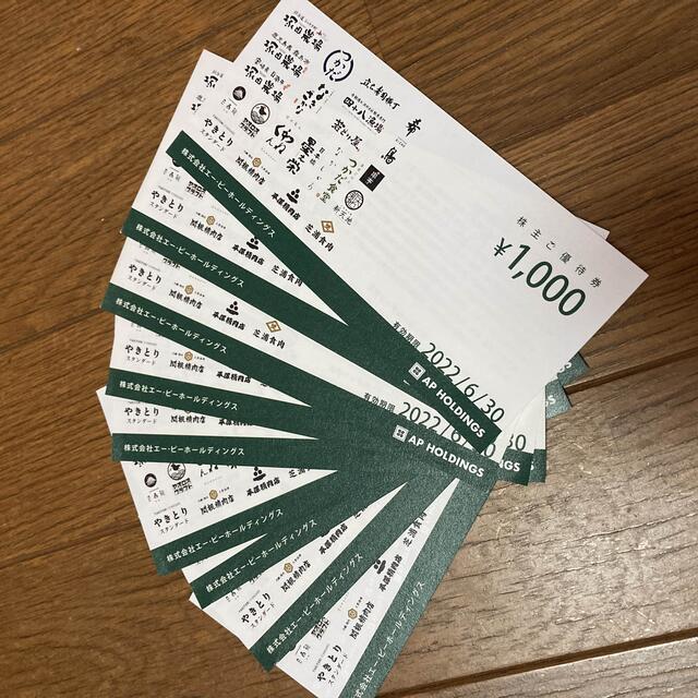 9000円エーピーホールディングス　株主優待　塚田農場APレストラン/食事券
