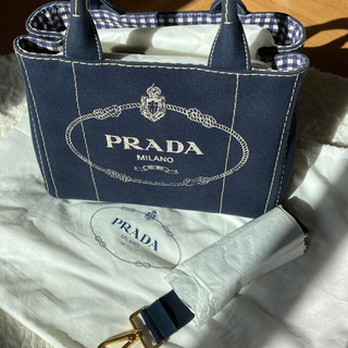 プラダ(PRADA)のPRADA カナパ NERO チェック(ギャランティ付)(トートバッグ)