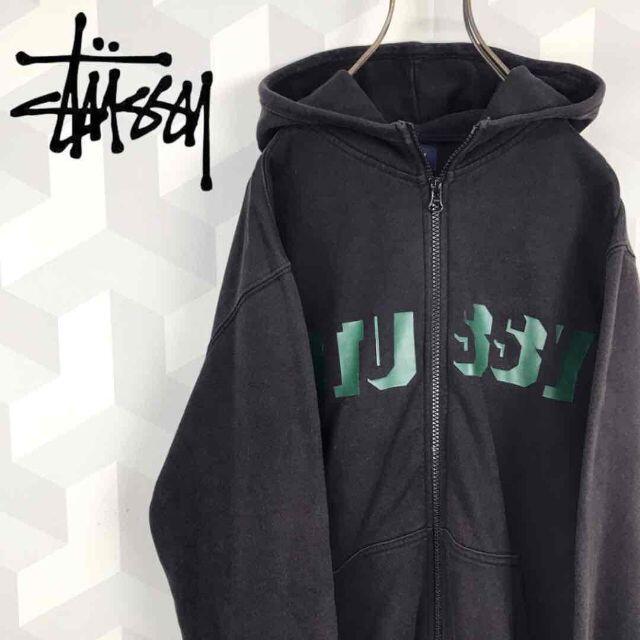 【Stussy】90s 旧タグ 黒 ジップ スウェットパーカーステューシー.