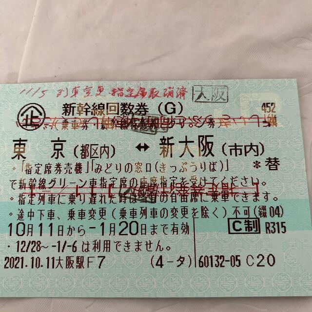 東京⇔仙台　新幹線指定席回数券３枚