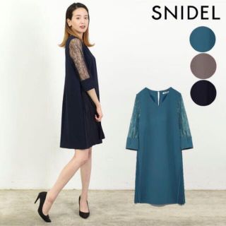 スナイデル(SNIDEL)の【新品未着用タグ付き】SNIDEL スリーブレースデザインワンピース(ひざ丈ワンピース)