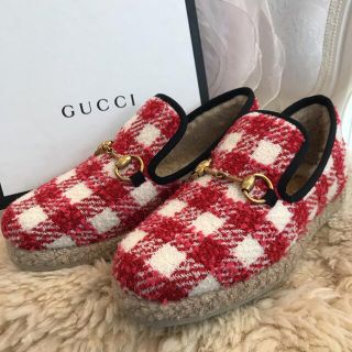 グッチ(Gucci)の☆新品☆GUCCI ホースビット　ツイード　ローファー　エスパドリーユ　チェック(ローファー/革靴)