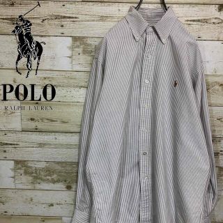 ポロラルフローレン(POLO RALPH LAUREN)の【希少】ポロラルフローレン☆刺繍ロゴ ストライプ BDシャツ 薄茶系(シャツ)