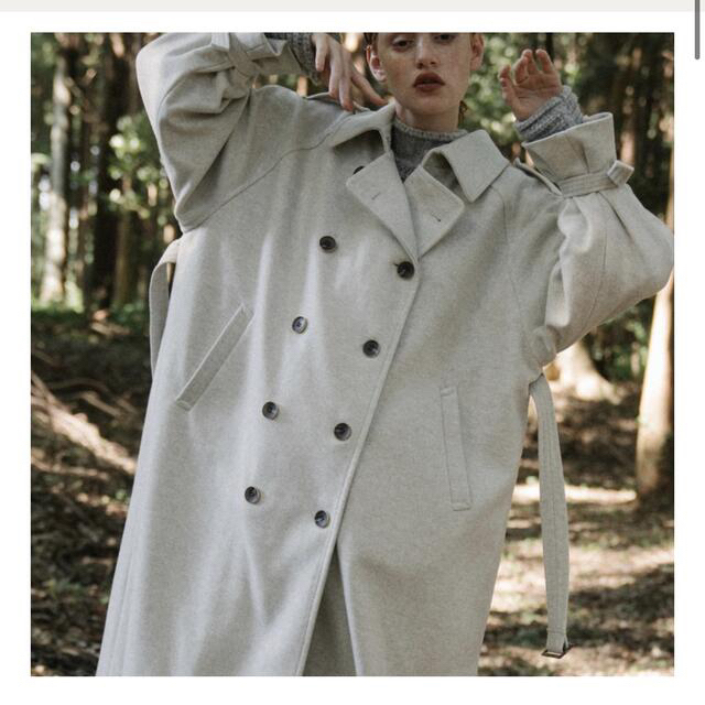 new jersey melton trench long coatの通販 by Haru's shop｜ラクマ