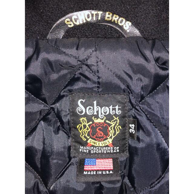 schott(ショット)の良品 Schott 769 ライダースPコート 34 黒 銀 ライダースコート メンズのジャケット/アウター(ピーコート)の商品写真