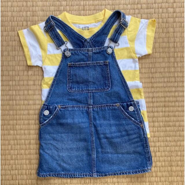 babyGAP(ベビーギャップ)のbabyGAP デニムスカート ユニクロ Tシャツ100 キッズ/ベビー/マタニティのキッズ服女の子用(90cm~)(スカート)の商品写真