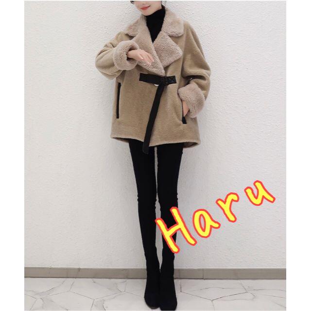 <新品美品>レディースシンプルムートンショートコート　防寒　ゆったり　Haru