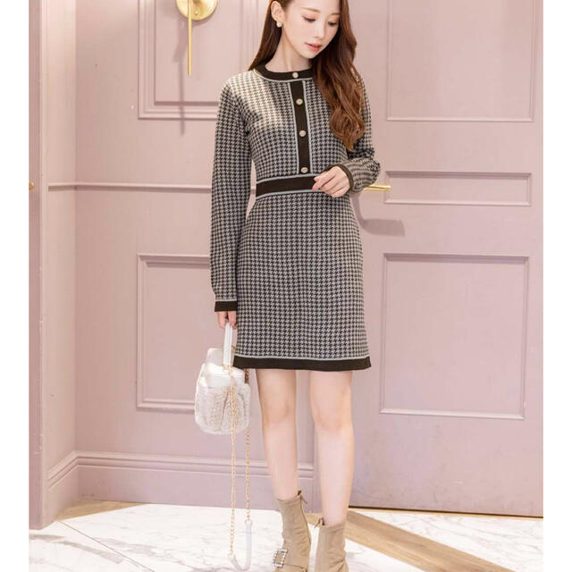 千鳥柄ニットワンピース★ 元値9200円~5700円