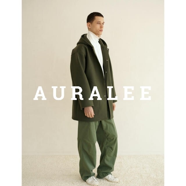 AURALEE HEAVY MELTON HOODED COAT カーキ4の+tevetamw.com