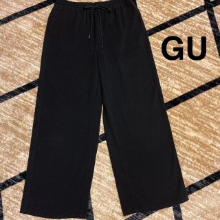 ジーユー(GU)のGU ドローストリングイージー ワイドパンツ　xlsize 黒　ブラック(カジュアルパンツ)