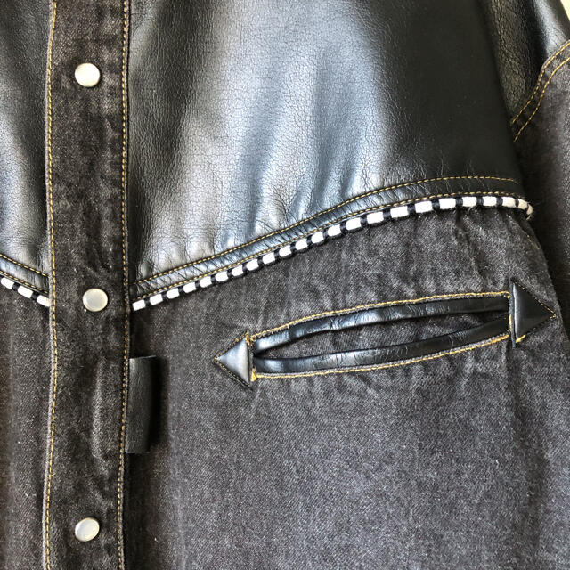 90s 古着 レザー ウエスタンシャツ 切り替え ジャケット デニム 90s 古着 レザー ウエスタンシャツ 切り替え ジャケット デニム