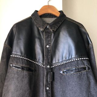 アートヴィンテージ(ART VINTAGE)の90s 古着 レザー ウエスタンシャツ 切り替え ジャケット  デニム(Gジャン/デニムジャケット)