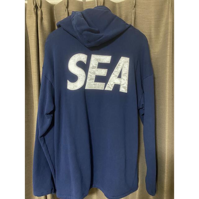 SEA(シー)のWIND AND SEA ジップアップパーカー　ネイビー　Mサイズ メンズのトップス(パーカー)の商品写真