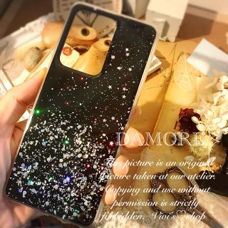 No.75＊ブラックカラーケース　シルバーラメ　GALAXYケース(Androidケース)