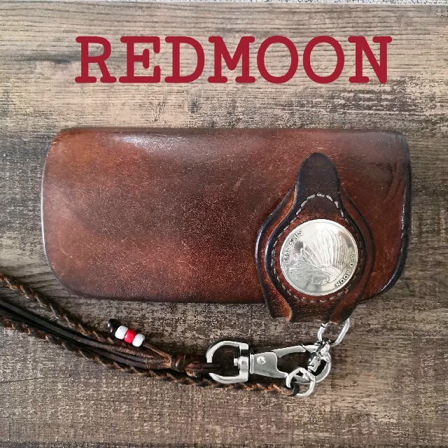 REDMOONレッドムーン レザー 長財布 革紐付き