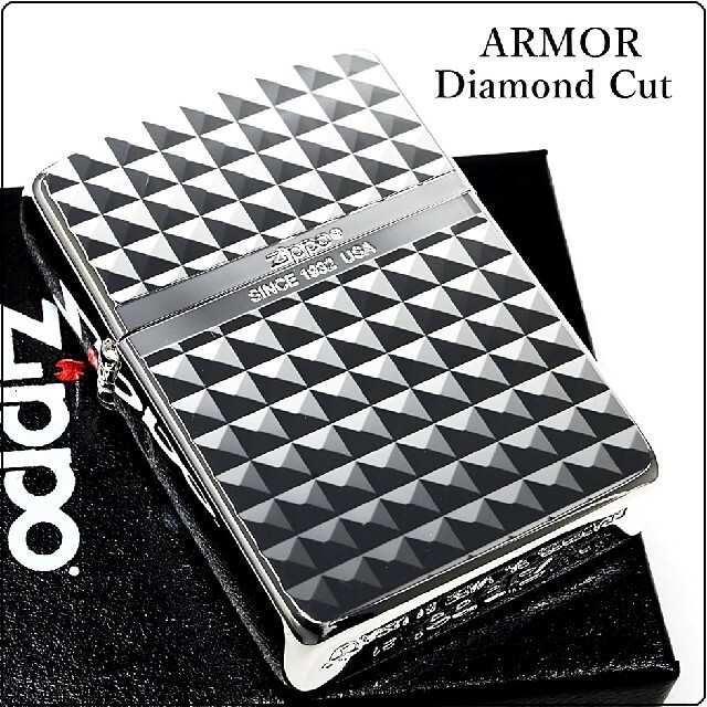 『送料無料』新品 ZIPPO◇アーマーダイヤカットロゴ 両面 シルバー ジッポ