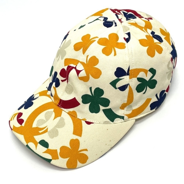 CHANEL(シャネル)のシャネル CHANEL クローバー CCココマーク 帽子 キャップ コットン ホワイト×マルチカラー レディースの帽子(キャップ)の商品写真
