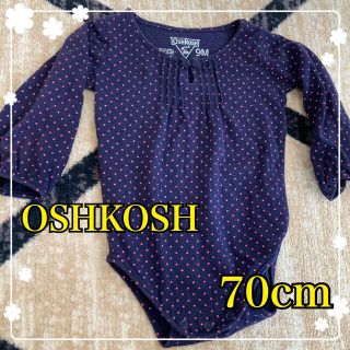 オシュコシュ(OshKosh)のOSHKOSH 70cm♥ドット柄＋リボン ロンパース(ロンパース)