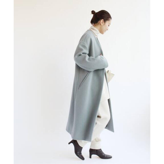 IENA MANTECOノーカラーコート サックスブルー 34 | www.jarussi.com.br