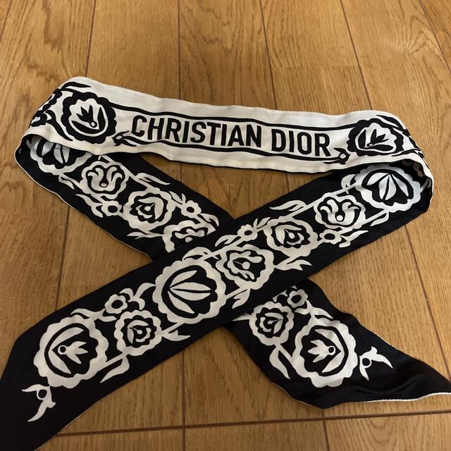 日本製 Dior クリスチャンディオール ミッツァスカーフ 花柄 黒 白