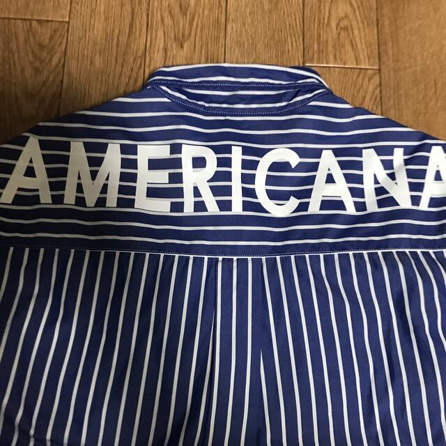 AMERICANA(アメリカーナ)のMMN×AMERICANA 別注ストライプ☆ロゴ シャツ ワンピース レディースのトップス(シャツ/ブラウス(長袖/七分))の商品写真