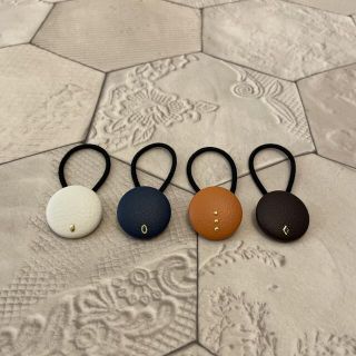 ヘアゴム セット ハンドメイド レザー調 シンプル くるみボタン 大人