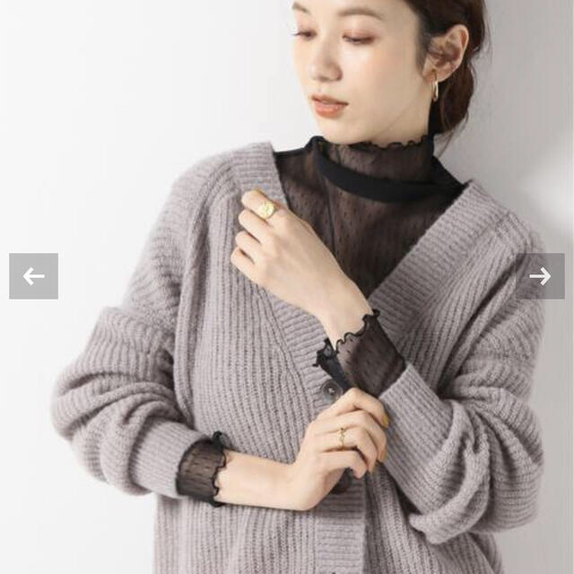 【未使用】IENA LA BOUCLE ドットチュールタートルネックプルオーバー