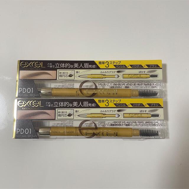 エクセル パウダー&ペンシル アイブロウEX PD01 ナチュラルブラウン コスメ/美容のベースメイク/化粧品(アイブロウペンシル)の商品写真
