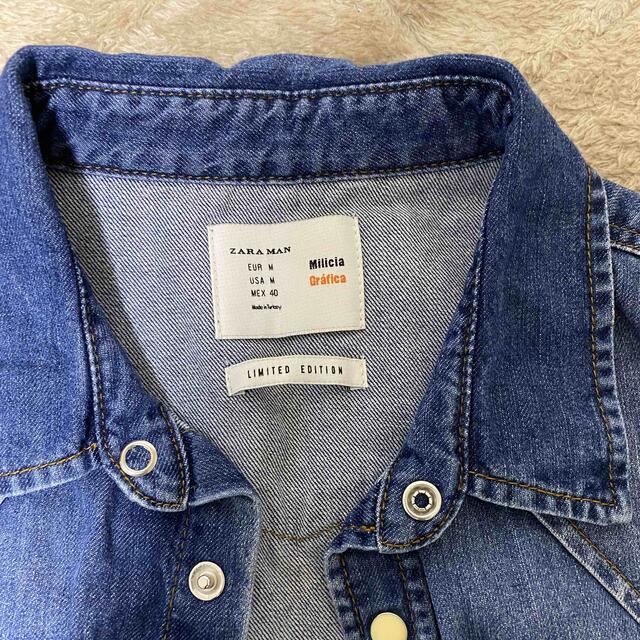 ZARA(ザラ)のデニムシャツ　民族柄 メンズのトップス(シャツ)の商品写真