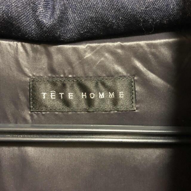 TETE HOMME(テットオム)のTETE HOMME ウールダウンジャケット　フード　ネイビー メンズのジャケット/アウター(ダウンジャケット)の商品写真