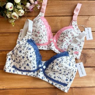 新品 ✿ 2枚組 マタニティブラ 授乳ブラ ノンワイヤー 花柄ブラ(マタニティ下着)