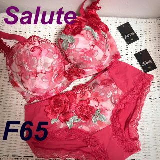 新品♡Salute ワコール サルート ブラ＆ショーツ セット F65&Mサイズ(ブラ&ショーツセット)