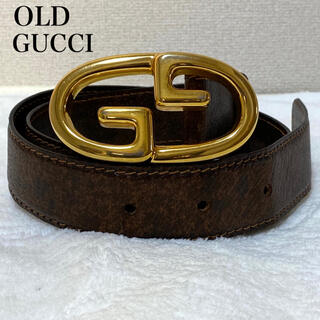 Gucci - OLD GUCCI オールドグッチ GGバックル レザーベルトの通販｜ラクマ